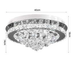 Living And Home Modern Round Crystal Droplets Led Semi Flush Mount Ceiling Light Chandelier Lamp 40Cm Cool White - thumbnail 5