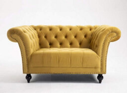 D Pro T Homeware Handmade Chesterfield 2-Seater & 1.5-Seater Mustard Velvet Sofa Set - thumbnail 2