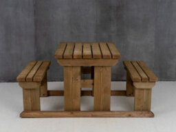 Arbor Garden Solutions Abies Wooden Picnic Bench And Table Set, Outdoor Dining Set (4Ft, Rustic Brown) - thumbnail 3