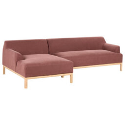 Beliani Corner Sofa 3 Seater Sosjo Fabric Burgundy Right Hand - thumbnail 5