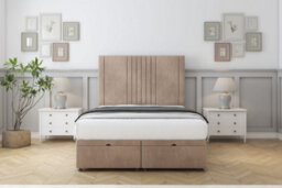 "Sloomy Harrington Mink Naples Ottoman Bed Base With 54"" Floor Standing Headboard 2'6 Small Single"