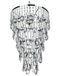 Beliani Glam Chandelier Pendant Lamp Silver Iron With Faux Crystals For Living And Dining Rooms - thumbnail 2
