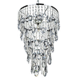 Beliani Glam Chandelier Pendant Lamp Silver Iron With Faux Crystals For Living And Dining Rooms - thumbnail 3