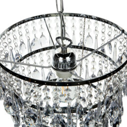 Beliani Glam Chandelier Pendant Lamp Silver Iron With Faux Crystals For Living And Dining Rooms - thumbnail 5