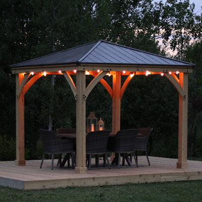 Yardistry Direct UK 12Ft X 12Ft (3.7 X 3.7M) Cedar Gazebo With Aluminium Roof & Pvc Guttering - image 1