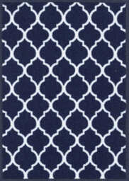 Machine Washable Trellis Design Anti Slip Doormats Navy 160X220 Cm - thumbnail 2