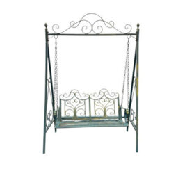 Minster Garden Swing Bench - Metal - L147 X W90 X H215 Cm - Blue/gold