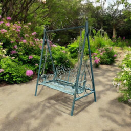 Minster Garden Swing Bench - Metal - L147 X W90 X H215 Cm - Blue/gold - thumbnail 4