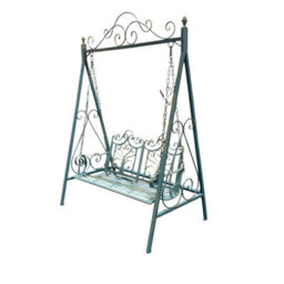 Minster Garden Swing Bench - Metal - L147 X W90 X H215 Cm - Blue/gold - thumbnail 2