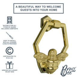 Brass bee Brass Bumblebee Door Knocker With Honeycomb Design - Brass Finish - thumbnail 6