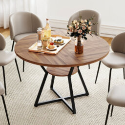 Gainoom Farmhouse Brown Kitchen Table 118Cm Round Dining Table For 4 - thumbnail 5