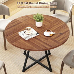 Gainoom Farmhouse Brown Kitchen Table 118Cm Round Dining Table For 4 - thumbnail 6