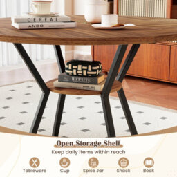 Gainoom Farmhouse Brown Kitchen Table 118Cm Round Dining Table For 4 - thumbnail 7