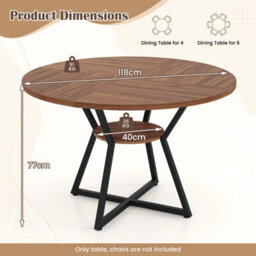 Gainoom Farmhouse Brown Kitchen Table 118Cm Round Dining Table For 4 - thumbnail 2