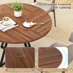 Gainoom Farmhouse Brown Kitchen Table 118Cm Round Dining Table For 4 - thumbnail 9