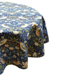 William Morris Navy Strawberry Acrylic Circle Tablecloth 132Cm