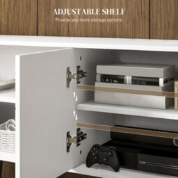 "Homcom Tv Unit For 65"" Tvs With 2 Open Shelves, Door And 2 Cable Holes, White" - thumbnail 5