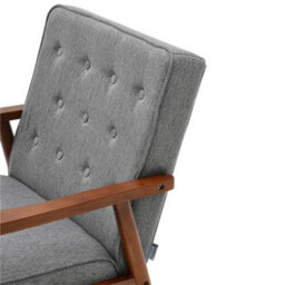 Thehotsale Grey Retro Modern Accent Armchair Upholstered Lounge Chair With Wooden Legs - thumbnail 7