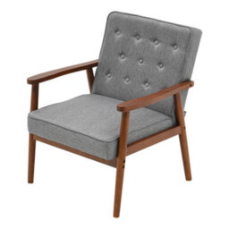 Thehotsale Grey Retro Modern Accent Armchair Upholstered Lounge Chair With Wooden Legs - thumbnail 4
