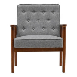 Thehotsale Grey Retro Modern Accent Armchair Upholstered Lounge Chair With Wooden Legs - thumbnail 3
