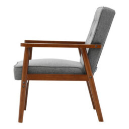 Thehotsale Grey Retro Modern Accent Armchair Upholstered Lounge Chair With Wooden Legs - thumbnail 5