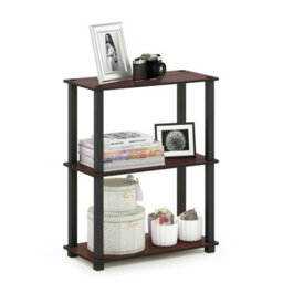 Walplus Furinno Turn-S-Tube 3-Tier Compact Multipurpose Shelf Display Rack With Square Tube, Dark Cherry/black - thumbnail 2