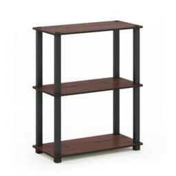 Walplus Furinno Turn-S-Tube 3-Tier Compact Multipurpose Shelf Display Rack With Square Tube, Dark Cherry/black - thumbnail 4