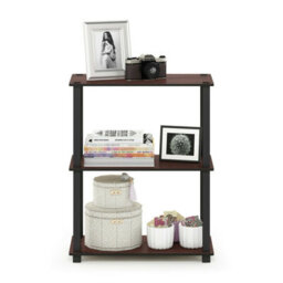 Walplus Furinno Turn-S-Tube 3-Tier Compact Multipurpose Shelf Display Rack With Square Tube, Dark Cherry/black - thumbnail 1