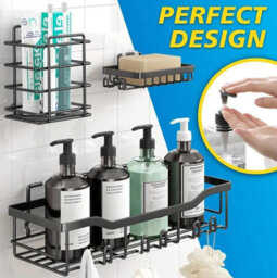 3 Packs Self Adhesive Shower Shelves Bathroom Shelf Wall Mounted Organizer Rack - thumbnail 2