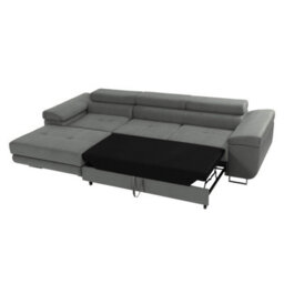 Torezio Mini L Shaped Sofa Bed With Adjustable Headrests Storage Dolfn Mechanism 280X170X70-90Cm Black Right - thumbnail 5