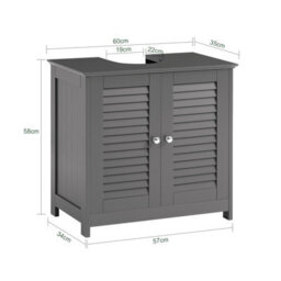 Sobuy Frg237-Ii-Dg, Under Sink Bathroom Cabinet With Adjustable Shelves, Mdf Bathroom Storage Unit,grey,w60Xd35Xh58 - thumbnail 3