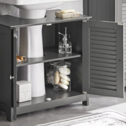 Sobuy Frg237-Ii-Dg, Under Sink Bathroom Cabinet With Adjustable Shelves, Mdf Bathroom Storage Unit,grey,w60Xd35Xh58 - thumbnail 7