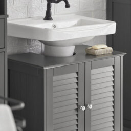 Sobuy Frg237-Ii-Dg, Under Sink Bathroom Cabinet With Adjustable Shelves, Mdf Bathroom Storage Unit,grey,w60Xd35Xh58 - thumbnail 4