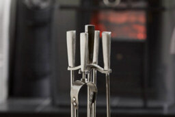 5 Piece Pewter Finish Fireplace Companion Set With Stand - Fire91P - thumbnail 2