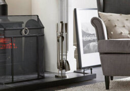 5 Piece Pewter Finish Fireplace Companion Set With Stand - Fire91P - thumbnail 3