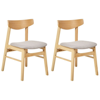 Beliani Set Of 2 Dining Chairs Smiley Wood Light Brown/ Grey - image 1