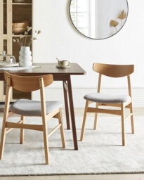 Beliani Set Of 2 Dining Chairs Smiley Wood Light Brown/ Grey - thumbnail 2