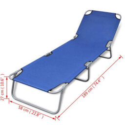 Walplus Folding Sun Lounger Powder-Coated Steel Blue - thumbnail 6