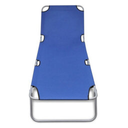 Walplus Folding Sun Lounger Powder-Coated Steel Blue - thumbnail 2