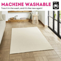 Bay Cream Modern Plain Shaggy Washable Rug By Think Rugs-80Cm X 150Cm - thumbnail 2
