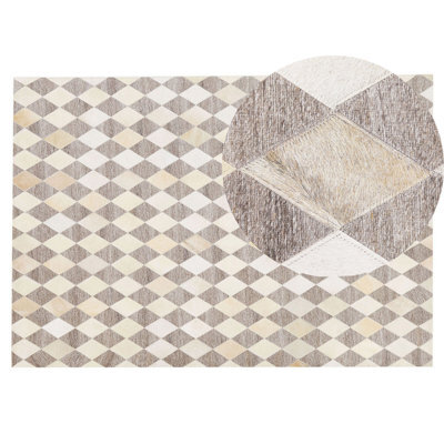 Beliani Rug Seslice Beige 140 X 200 Cm Leather - image 1