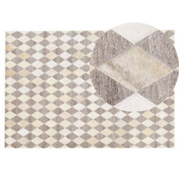 Beliani Rug Seslice Beige 140 X 200 Cm Leather - thumbnail 1