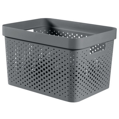 Curver Recycled Infinity Dots Box - Dark Grey, 17L - Lightweight & Durable Storage Box - Hardwearing Plastic Organiser Box - image 1
