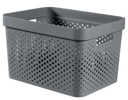 Curver Recycled Infinity Dots Box - Dark Grey, 17L - Lightweight & Durable Storage Box - Hardwearing Plastic Organiser Box - thumbnail 2