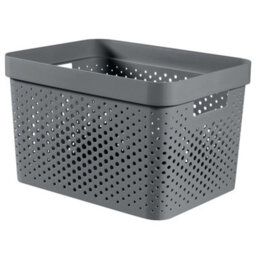 Curver Recycled Infinity Dots Box - Dark Grey, 17L - Lightweight & Durable Storage Box - Hardwearing Plastic Organiser Box - thumbnail 1
