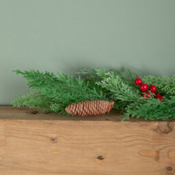Samuel Alexander 1.50M Pine And Red Berry Christmas Garland With Pinecones - thumbnail 3