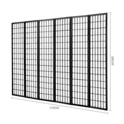 Living And Home 6 Panel Black Wooden Framed Room Divider Privacy Screen Room Partition H 180 Cm X W 270 Cm - thumbnail 8