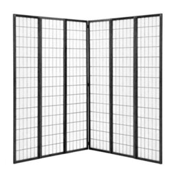Living And Home 6 Panel Black Wooden Framed Room Divider Privacy Screen Room Partition H 180 Cm X W 270 Cm - thumbnail 5