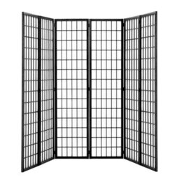 Living And Home 6 Panel Black Wooden Framed Room Divider Privacy Screen Room Partition H 180 Cm X W 270 Cm - thumbnail 4