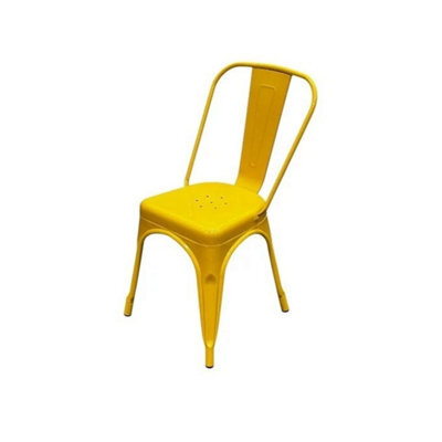 1Pc Yellow Metal Dining Chairs, Yellow Tolix Chairs, Yellow Stacking Cafe Chair - image 1